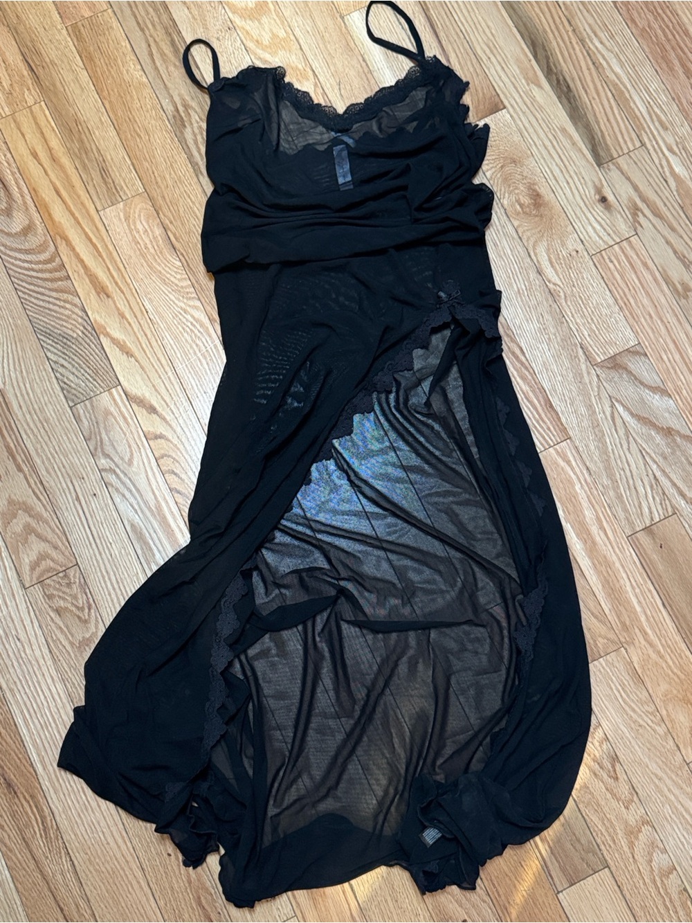 Urban Outfitters Black Sheer Lace Trim Slip Dress